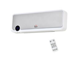 Aquecedor de Parede com Ventilador Oscilante 2000w Cerâmico Ptc, 3 Níveis de Potência e Controle Remoto, Prateado e Branco