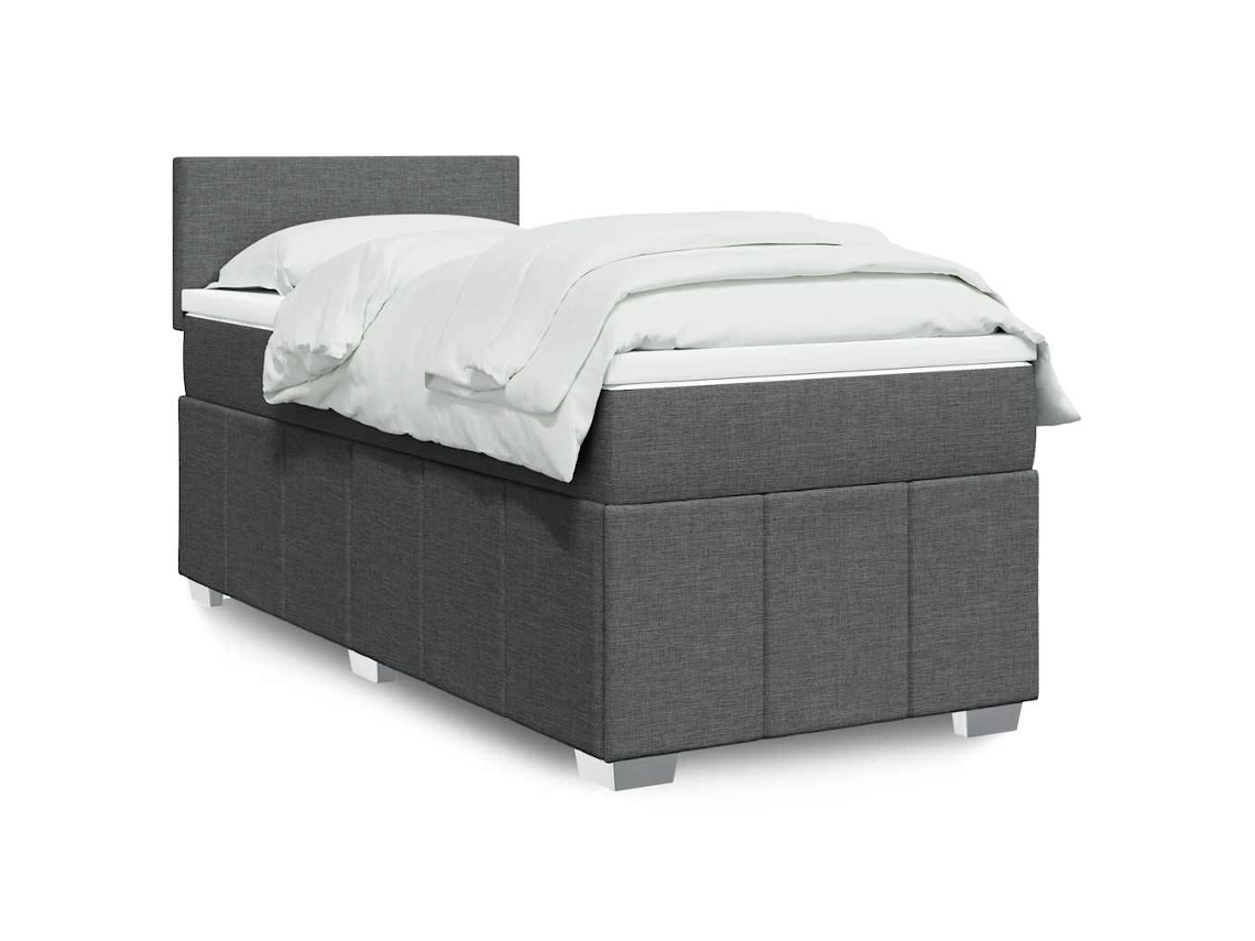 Vidaxl Cama Com Molas/colchão 80x200 Cm Tecido Cinzento-escuro