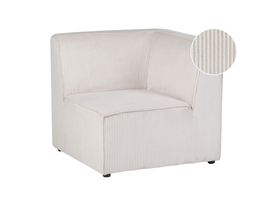 Módulo Esquinero Derecho Beliani Lemvig De Pana Beige 83x83x78