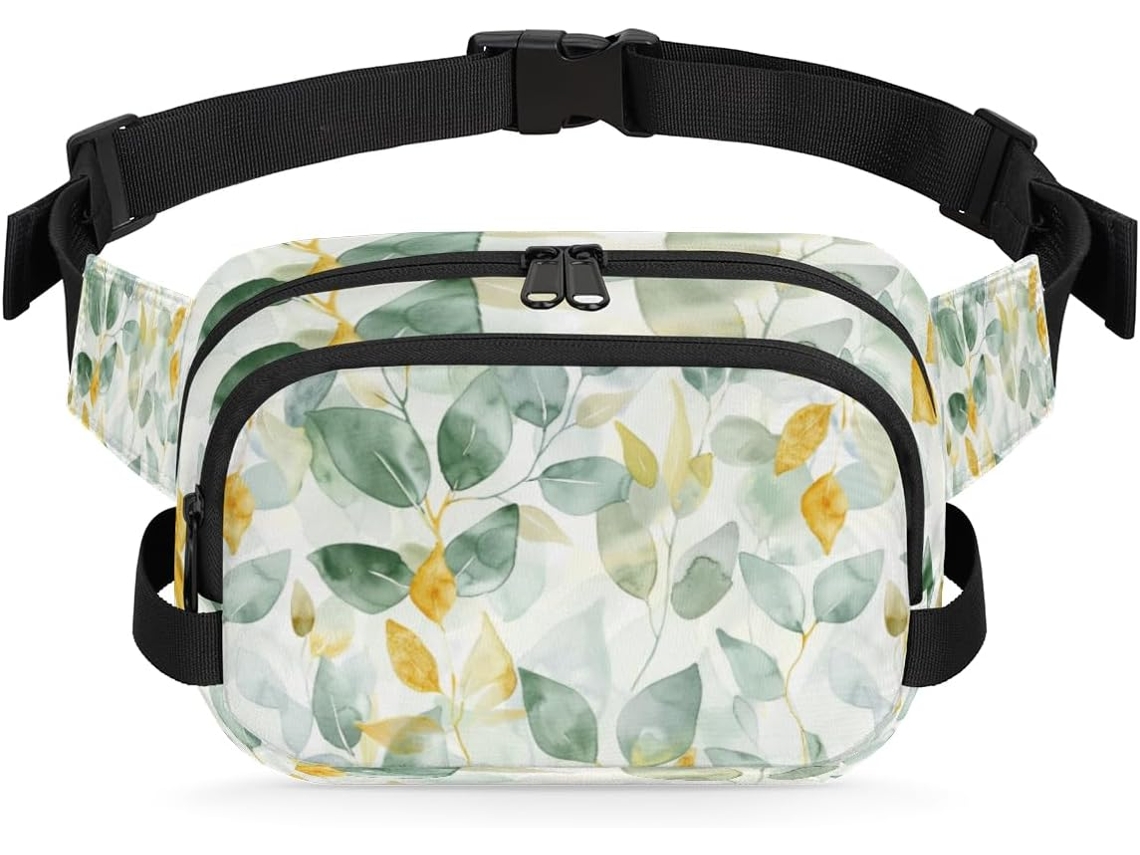 Pochete com Estampa de Folhas de Eucalipto para Mulheres 22 8 X 6 3 X 15 5 Cm Design Diy Pa Impermeável de Alt