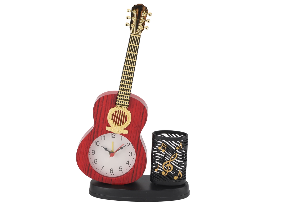 Relógio Despertador Guitarra Multifuncional Mesa Lar