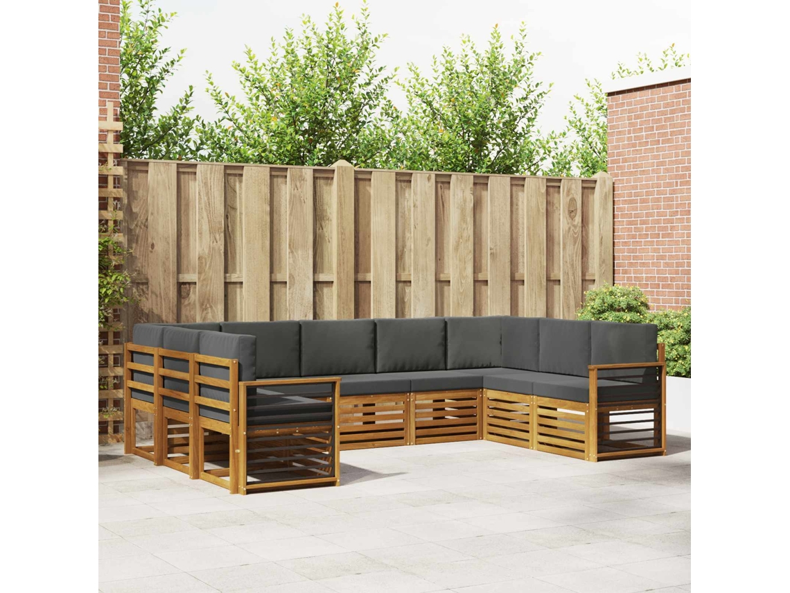 Vidaxl Conjunto De Sofá Sectional 9 Pcs Natural E Antracite