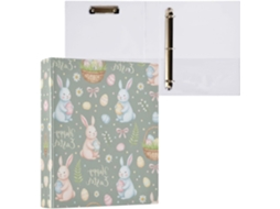 Pasta de 3 Argolas para Papel Tamanho Carta , Coelhinho da Páscoa Redondo e Fofo com Porta pra (27,9 X 21,6 Cm)