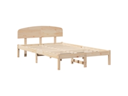 Conjunto 1 Estrutura De Cama Moderna Vidaxl Castanho Madeira De Pinho Maciça (135 X 190 Cm)