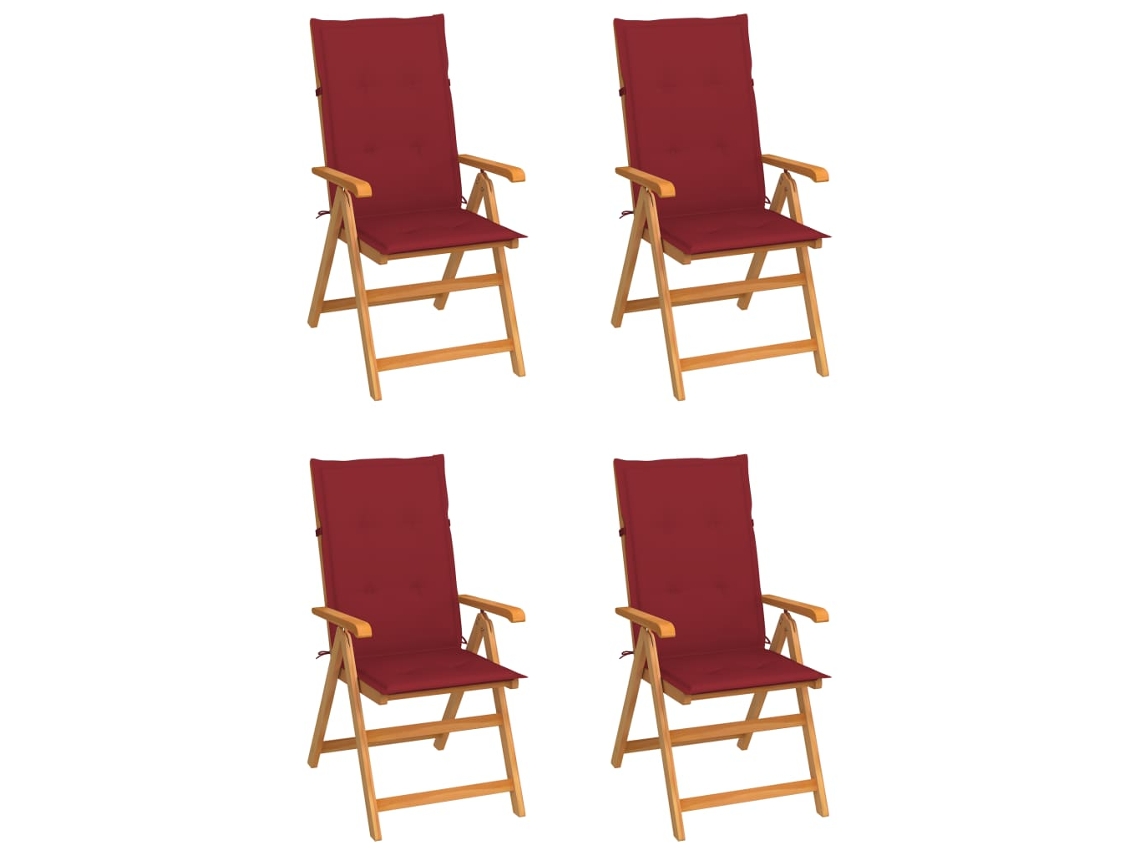 Folding Chair, Folding Chairs Vidaxl Vermelho Teca (n/a)