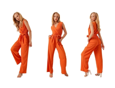 Macacão com cinto tamanho 36 - Laranja MT CLOTHES