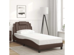 Vidaxl Estrutura De Cama Viana Sem Colchão Couro Artificial 80x200 Cm Castanho