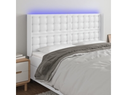 Vidaxl Cabeceira Cama C/ Led Couro Artificial 183x16x118/128 Cm Branco
