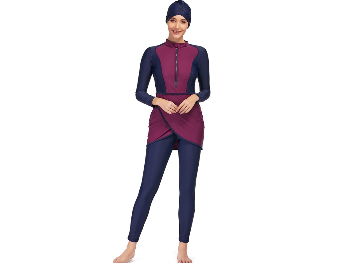 Traje de Banho Business Feminino 3 Peças Longo Manga Protetor Solar com Bojo Tamanho L | S/MARCA