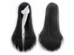 Peruca Longa e Lisa, Estilo Anime, para Cosplay Feminino, Ideal para Festas, com Touca Inclusa TAISHENGDA (preta)