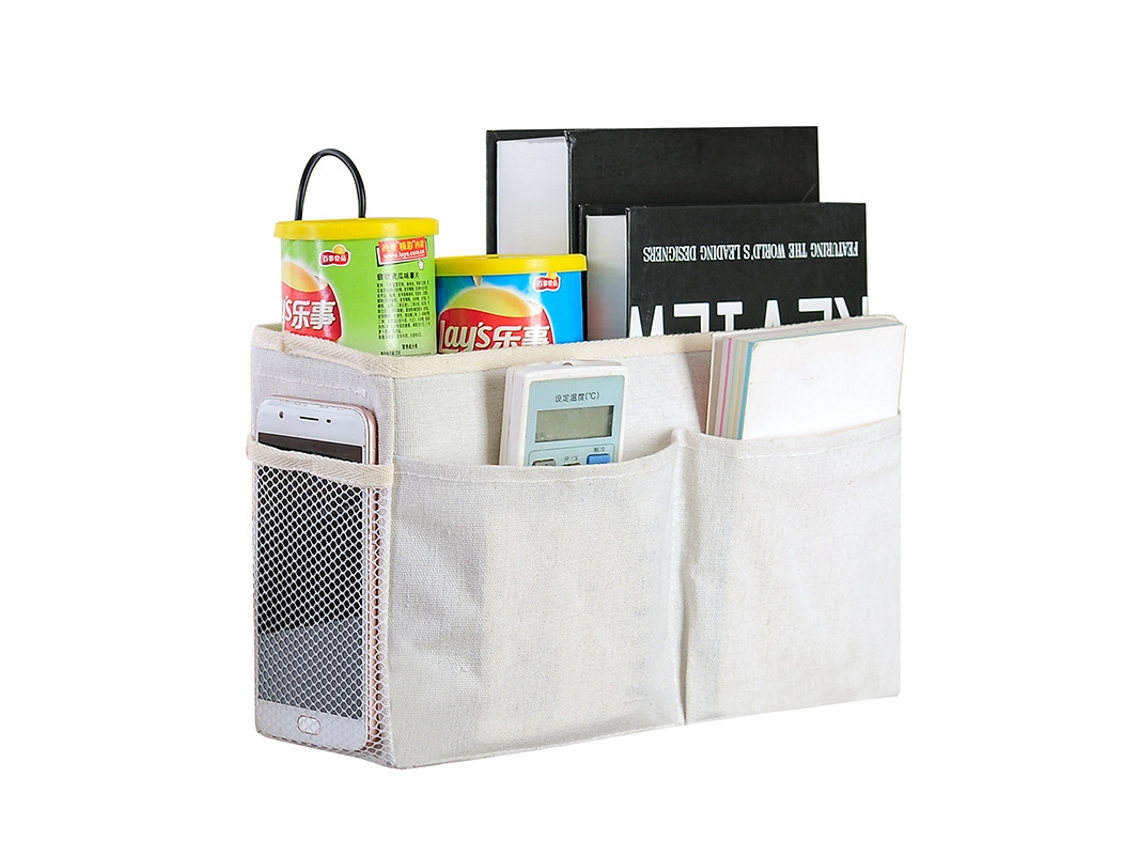 Organizador de cabeceira branco, bolsas penduradas, mesa de cabeceira Slowmoose