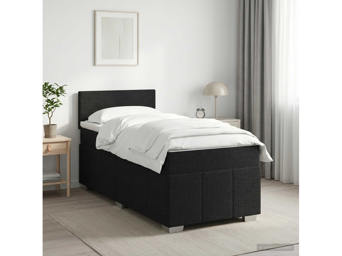 Vidaxl Cama Box Spring Com Colchão Preto 90 X 190 Cm Tecido