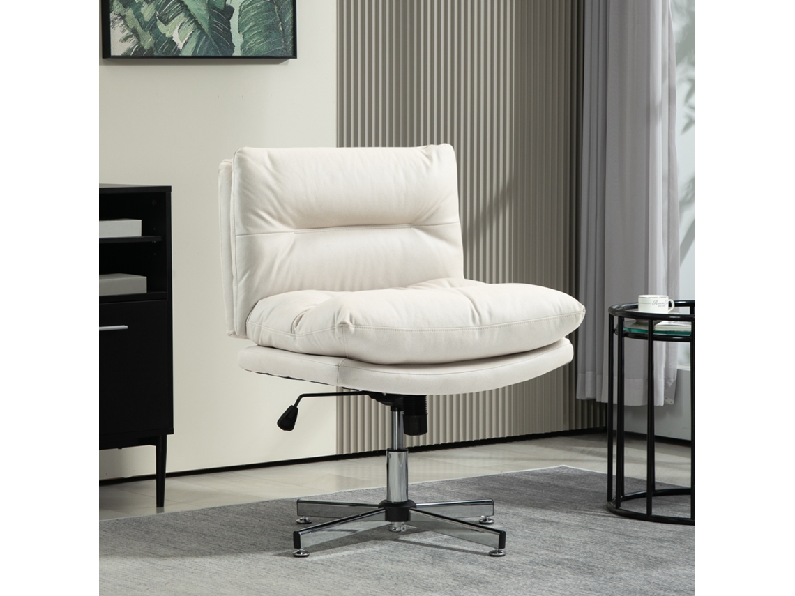 Cadeira de Escritório Sem Apoio Braços com Alt.ajust. Função Basculante Base Cruzada e Assento Amplo para Estúdio 65x65x84 94 Cm Cinza Claro