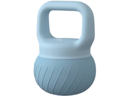 Kettlebell de 10 kg pré-embalado com área metálica e capa antiderrapante para treino, azul claro, 24x24x32 cm - Design moderno e prático
