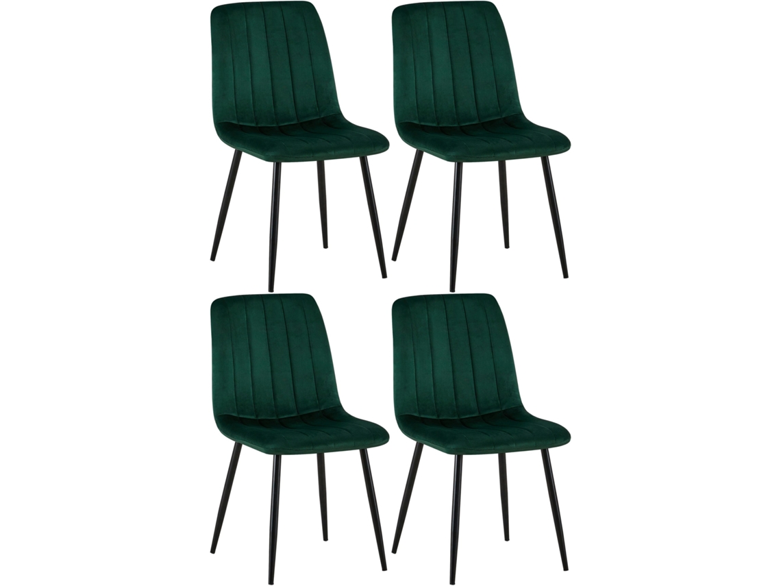Conjunto de 4 cadeiras Dijon verde/veludo CLP
