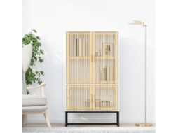 Vidaxl Aparador Alto 70x35x125 Cm Derivados De Madeira Branco