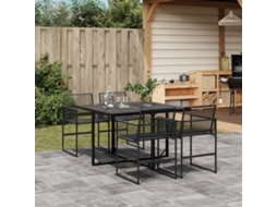 Vidaxl 5 Pcs Conjunto de Jantar P/ Jardim Vime Pe Preto