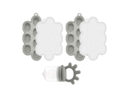 Conjunto Alimentador Bebé CHRUI 6+ Meses com Molde Picolé Silicone Macio (cinza)