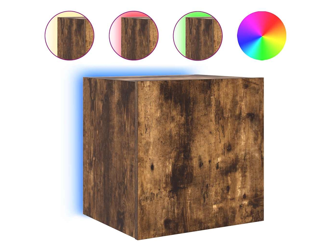 Móvel de Parede com Luzes Led MAISON EXCLUSIVE Carvalho Fumado (40,5x35x40 cm)