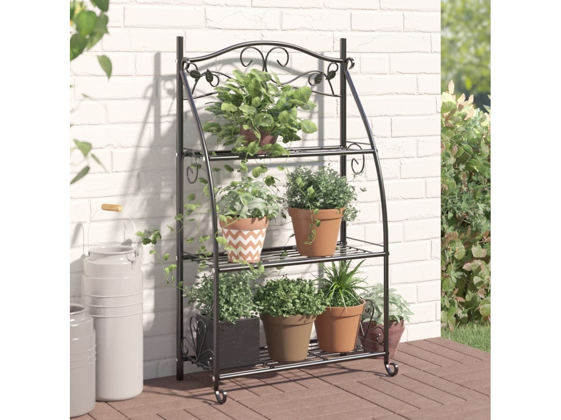 Vidaxl Suporte Para Flores 56x30x96 Cm Aço Preto