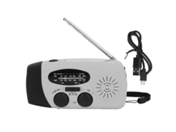 Rádio Solar Multifuncional com Manivela, Emergência com Led e Lanterna para Campismo Ao Ar Livre, Cinza Prateado AQUAFORGE