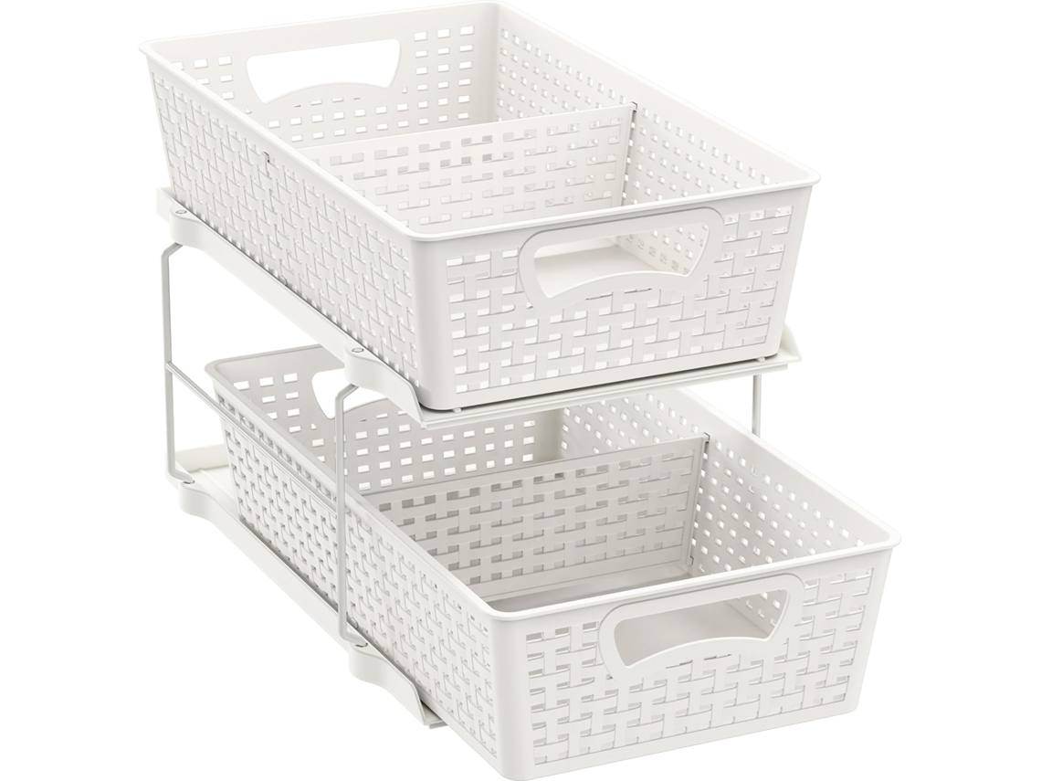 Lurelia Organizador Sob Pia, Removível, 2 Níveis, Branco, Acesso Fácil