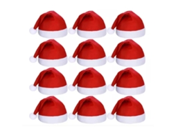 Chapéu de Natal para adultos, confortável, festas de Natal e Ano Novo, pack de 12 vermelhos LAXISCREED