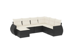 Maison Exclusive - 7 Pcs Conjunto De Sofás P/ Jardim C/ Almofadões Vime Pe Preto