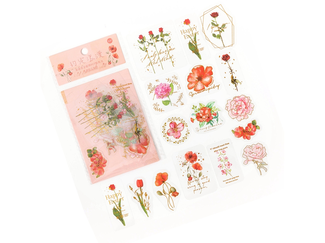 30pcs Flower Stickers (unique Romantic) Eoocoo