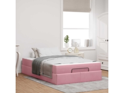 Vidaxl Estrutura de Cama com Colchão 2 Pcs Rosa Veludo
