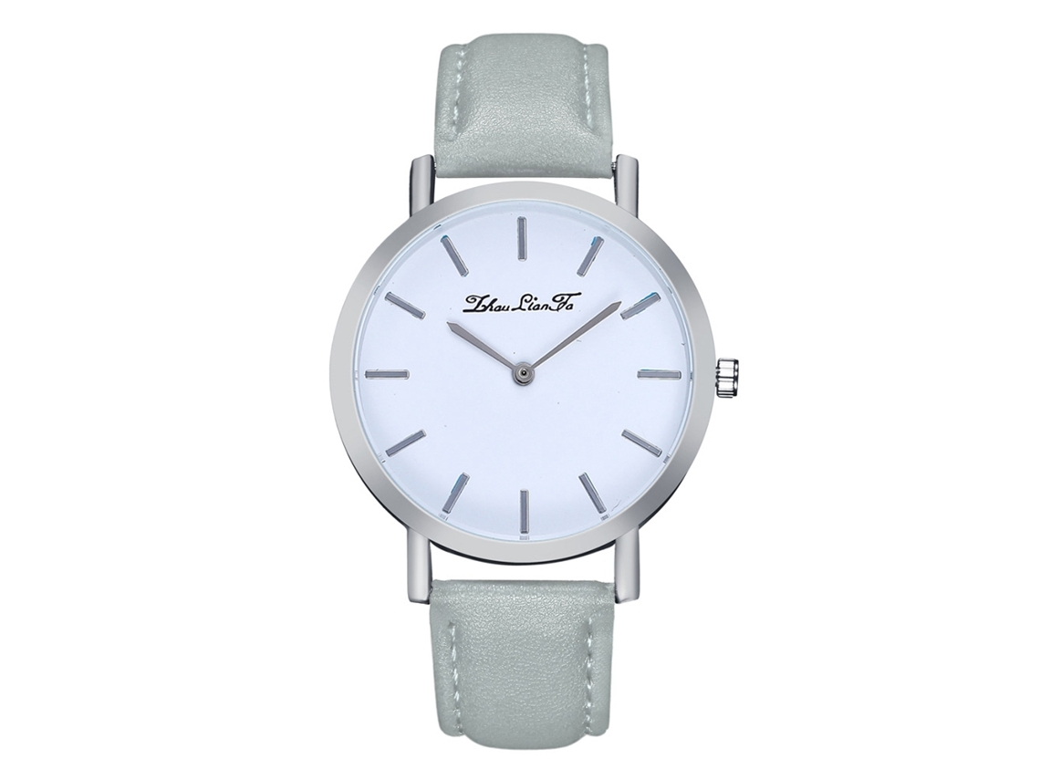 Reloj De Pulsera De Cuarzo Para Hombre Y Mujer Con Correa De Pu Simple Y Fashion Zlf0196-y (gris)