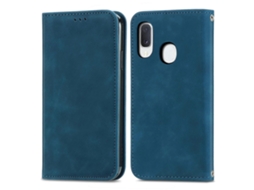 Capa De Couro Flip Horizontal Magnética Com Compartimento Para Cartões, Carteira E Porta-retratos Para Samsung Galaxy A20e Retro Skin Feel Business