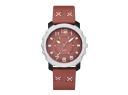 Relógio de pulso masculino de quartzo, estilo casual e profissional, mostrador redondo marrom claro.