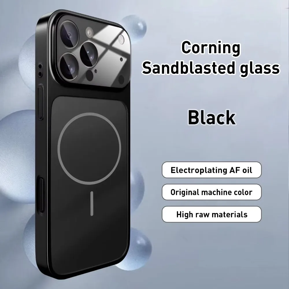 Capa De Vidro Nano Fosco Para Iphone (iphone 14 Plus, Preta), Compatível Com Carregamento Sem Fio Magsafe.