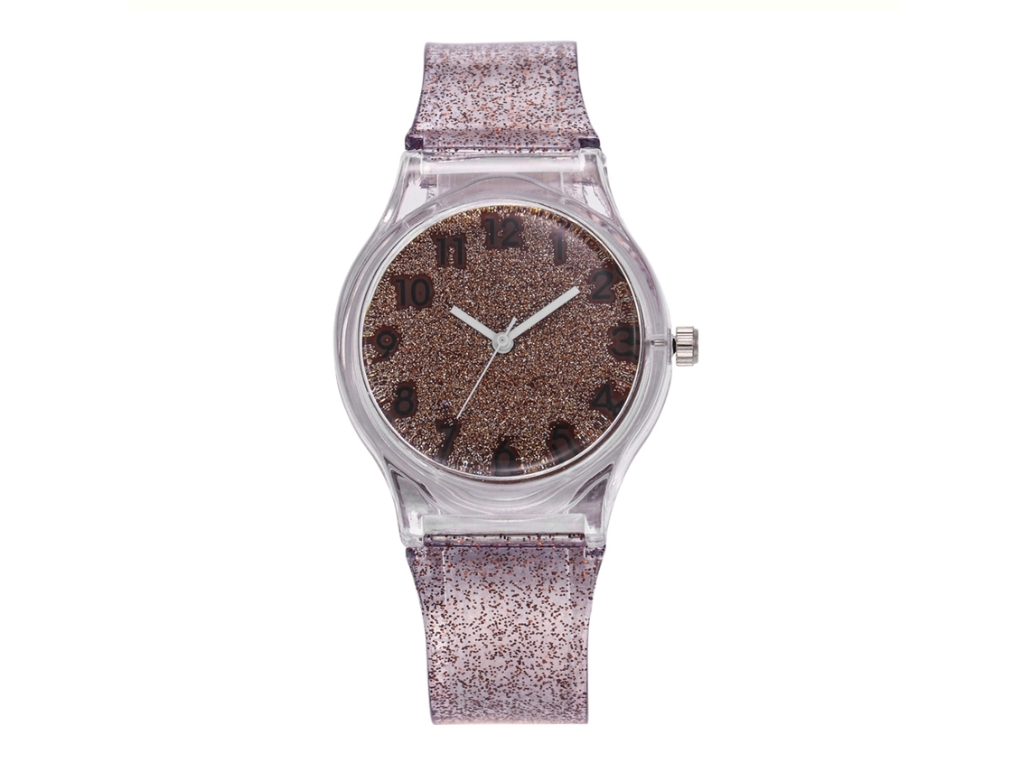 Relógio de Pulso Feminino Clássico de Quartzo com Bracelete de Silicone Casual 8 Cores Café