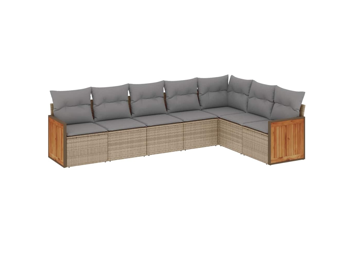 Conjunto de 7 Sofás para Jardim com Almofadões Vime Pe Bege MAISON EXCLUSIVE (7 pcs)