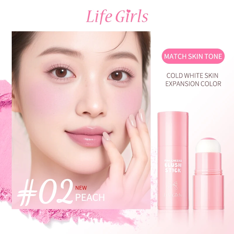 Blush Em Bastão Rosa Natural, Maquiagem Com Esponja Matte Estilo Coreano