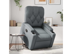 Vidaxl Poltrona Reclinável Elevatória Couro Artificial Cinzento