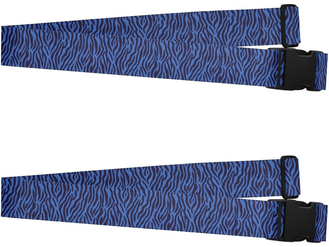 Conjunto De 2 Cintas Bagagem Com Textura Pelo Tigre Azul Escuro, Resistentes E Ajustáveis, Ideais Para Viagens Marítimas