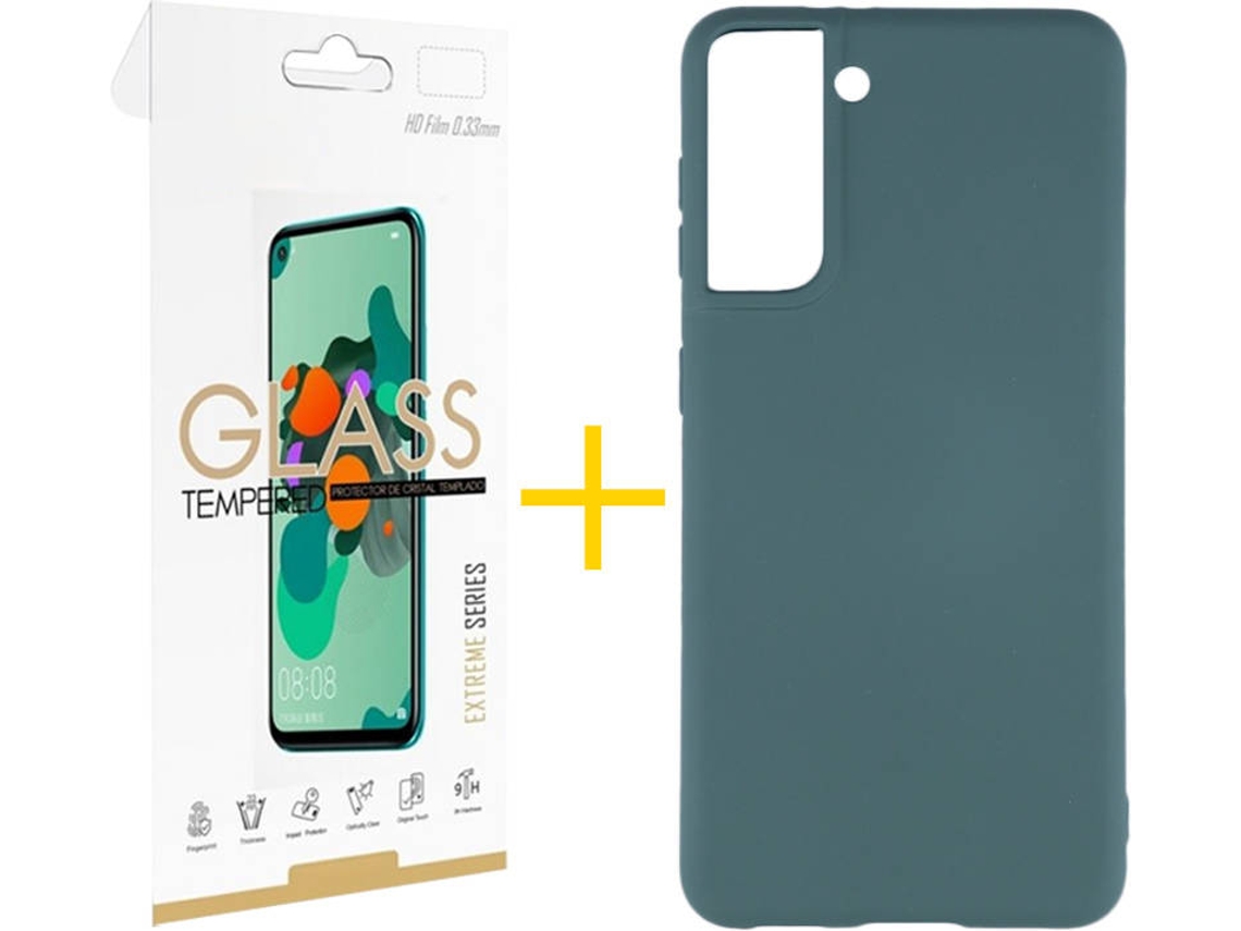 Kit Capa e Película Samsung Galaxy S21 5G SKYHE Liso (Verde)