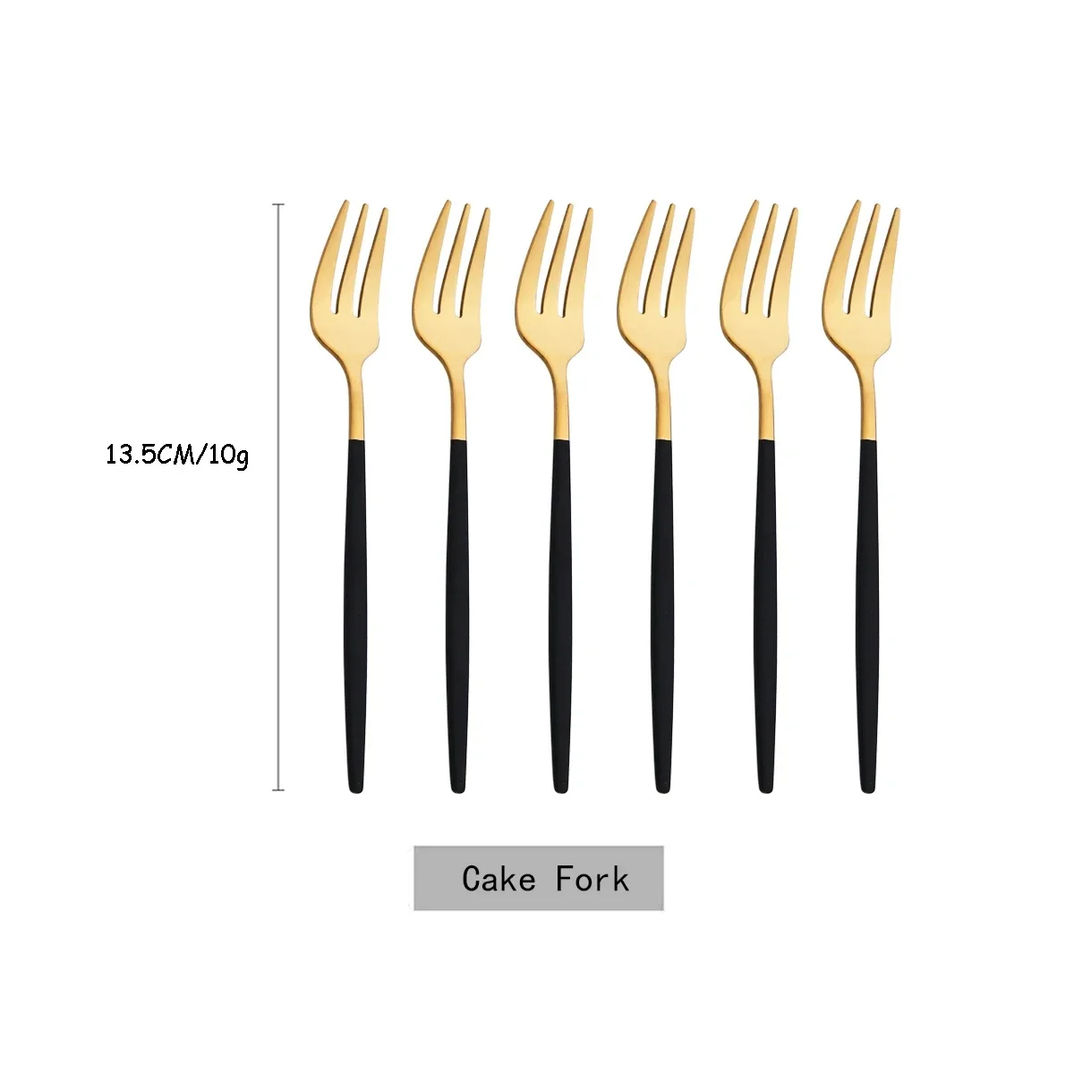 Garfos de Aço Inoxidável para Chá, Talheres para Salada, Utensílios de Cozinha MDUG (preto e Dourado, 6 Peças)
