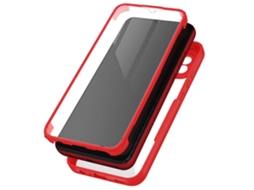 Capa Inteira Galaxy A03 Plexiglas Costas E Polímero Vermelho Contorno Frontal