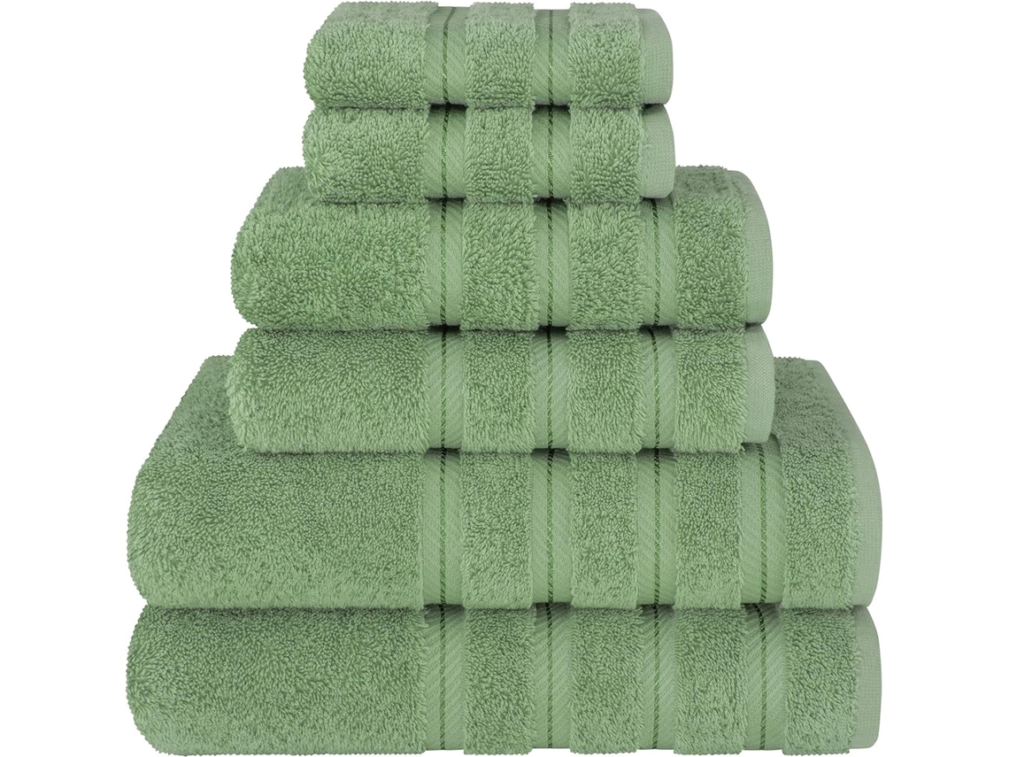 Conjunto de 6 Toalhas de Algodão BRILVIBERA (verde, Fruta)
