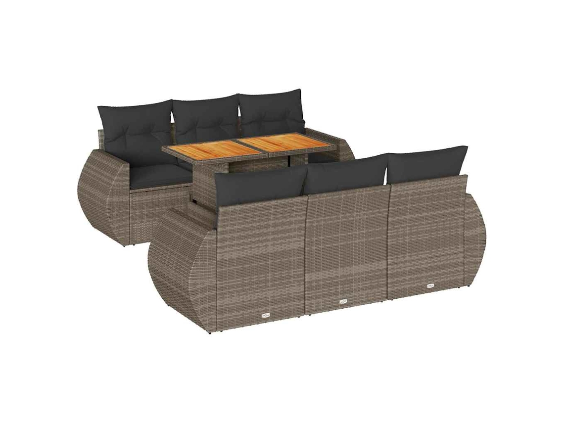 Conjunto de 7 Sofás para Jardim com Almofadões Vime Pe Cinzento MAISON EXCLUSIVE (7 pcs)