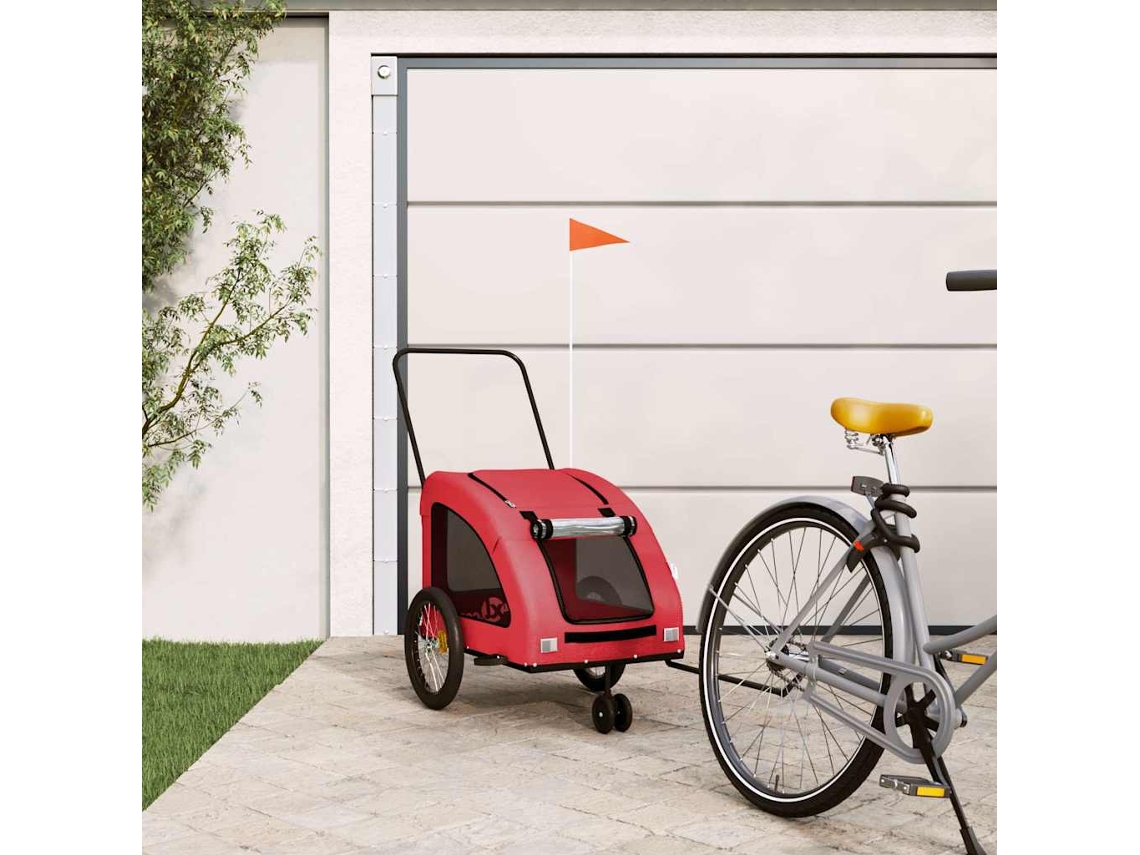 Vidaxl Reboque Bicicleta Animais Tecido Oxford/ferro Vermelho