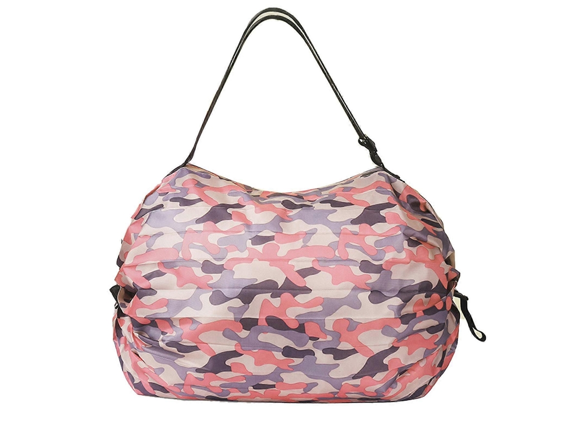 Sacola de Compras Dobrável, Design Dobrável, Grande Capacidade, Tecido Oxford, Amplamente Utilizada, Reutilizável, Cor Camuflagem Rosa. GOKOCO