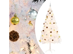 Vidaxl Árvore De Natal Artificial Pré-iluminada Enfeites 180cm Branco