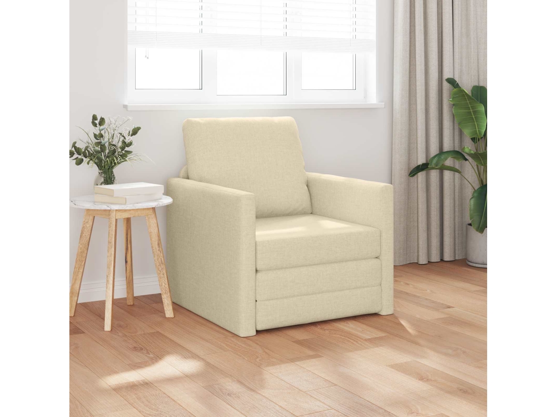 Vidaxl Sofá-cama Creme 74 X 77 X 81 Cm Tecido