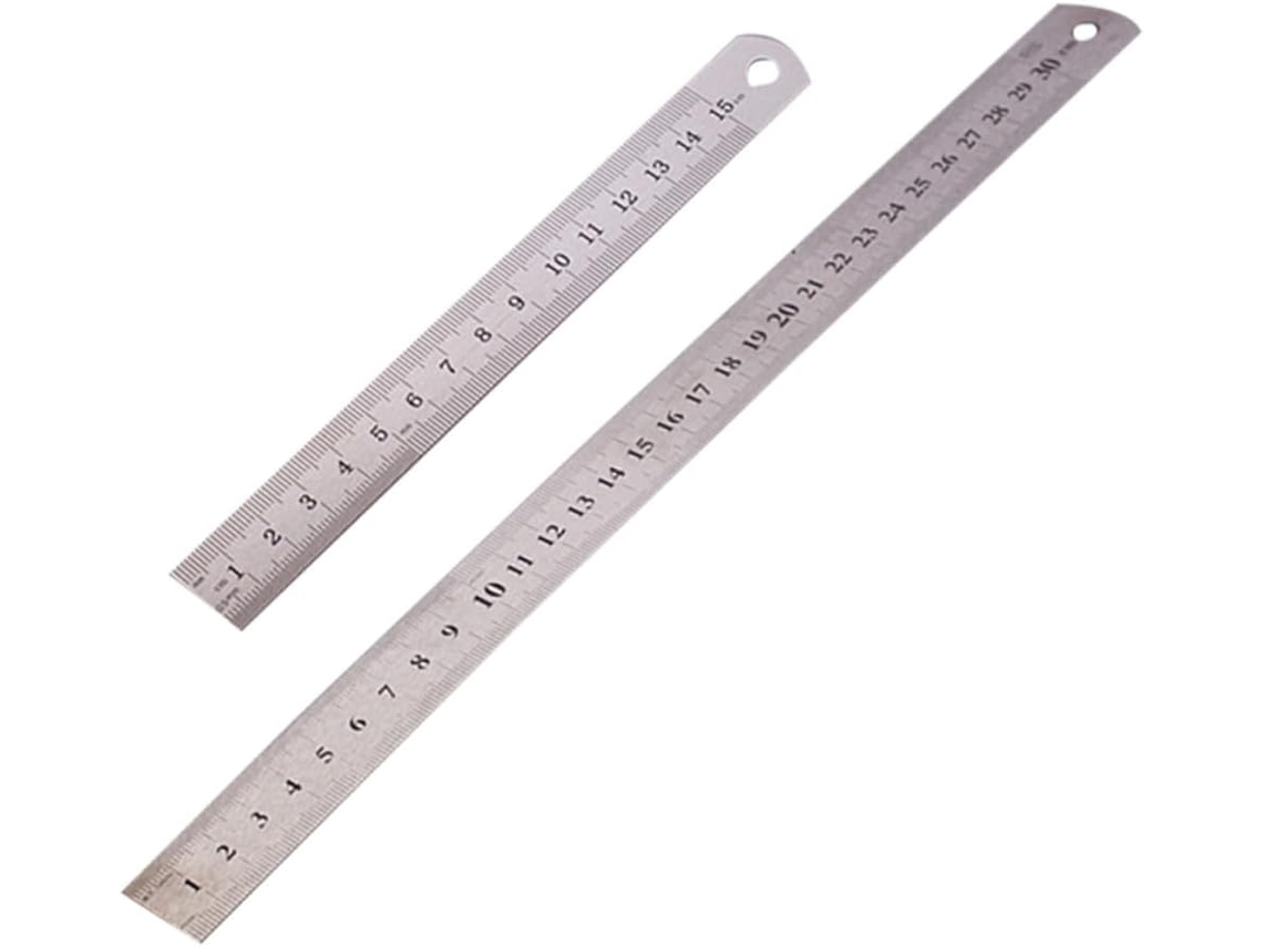 Conjunto De 2 Réguas Aço Inoxidável 15cm E 30cm Para Uso Escolar Técnico, Alta Precisão E Resistência Ao Desgaste
