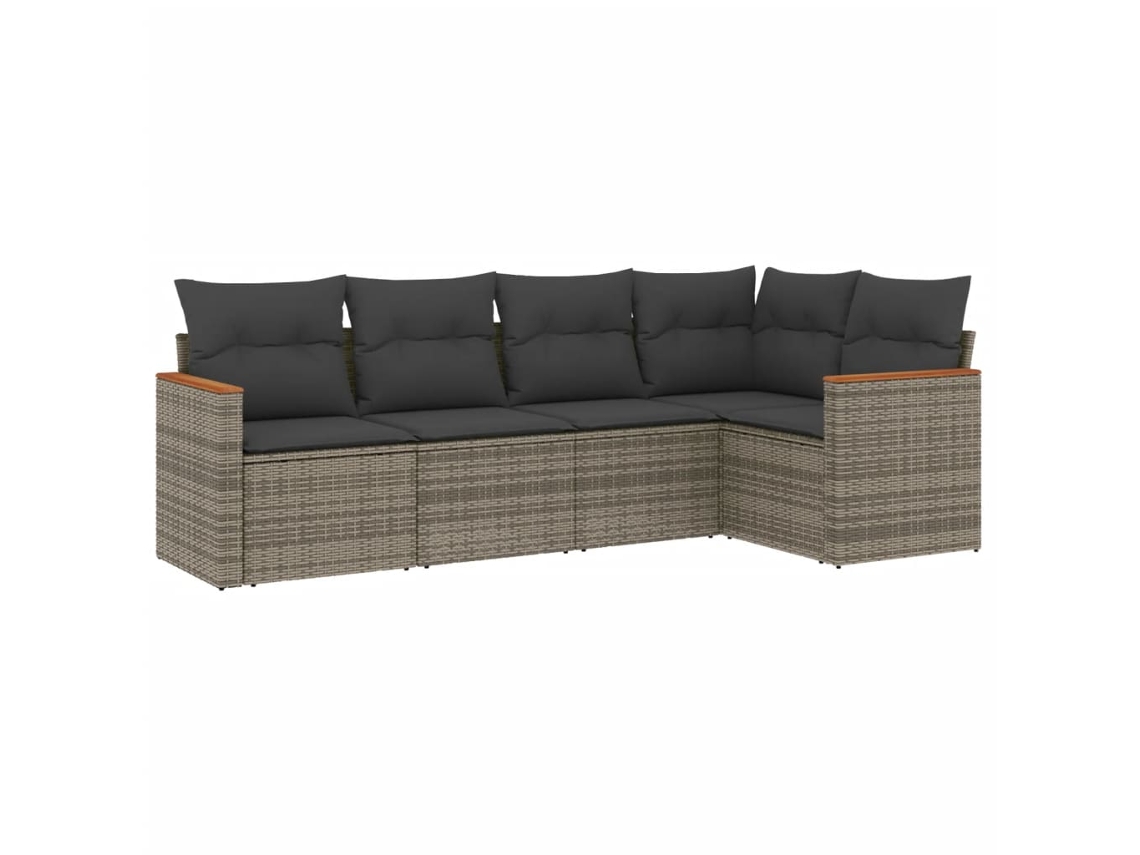Conjunto de 5 Sofás de Jardim com Almofadões Vime Pe Cinzento MAISON EXCLUSIVE (5 pcs)